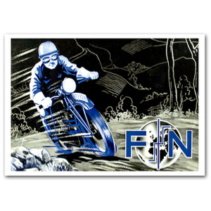 FN Motorcycle Advertising Poster Blue