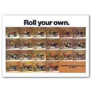 Kawasaki 1976 off Road Line-up Motorcycle Classic Advertising Poster