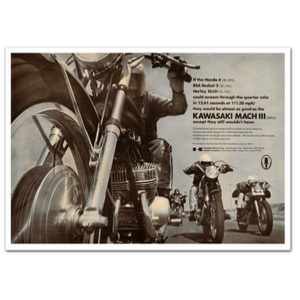 Kawasaki 500 H1 Motorcycle Classic Advertising Poster