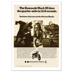 Kawasaki 500 H1 Quarter Mile Motorcycle Classic Advertising Poster