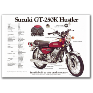 Suzuki GT-250K-HUTLER Vintage Motorcycle Poster