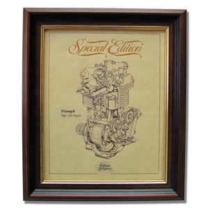 TRIUMPH TIGER 100 Gold Leaf Limited Edition Engine Drawing